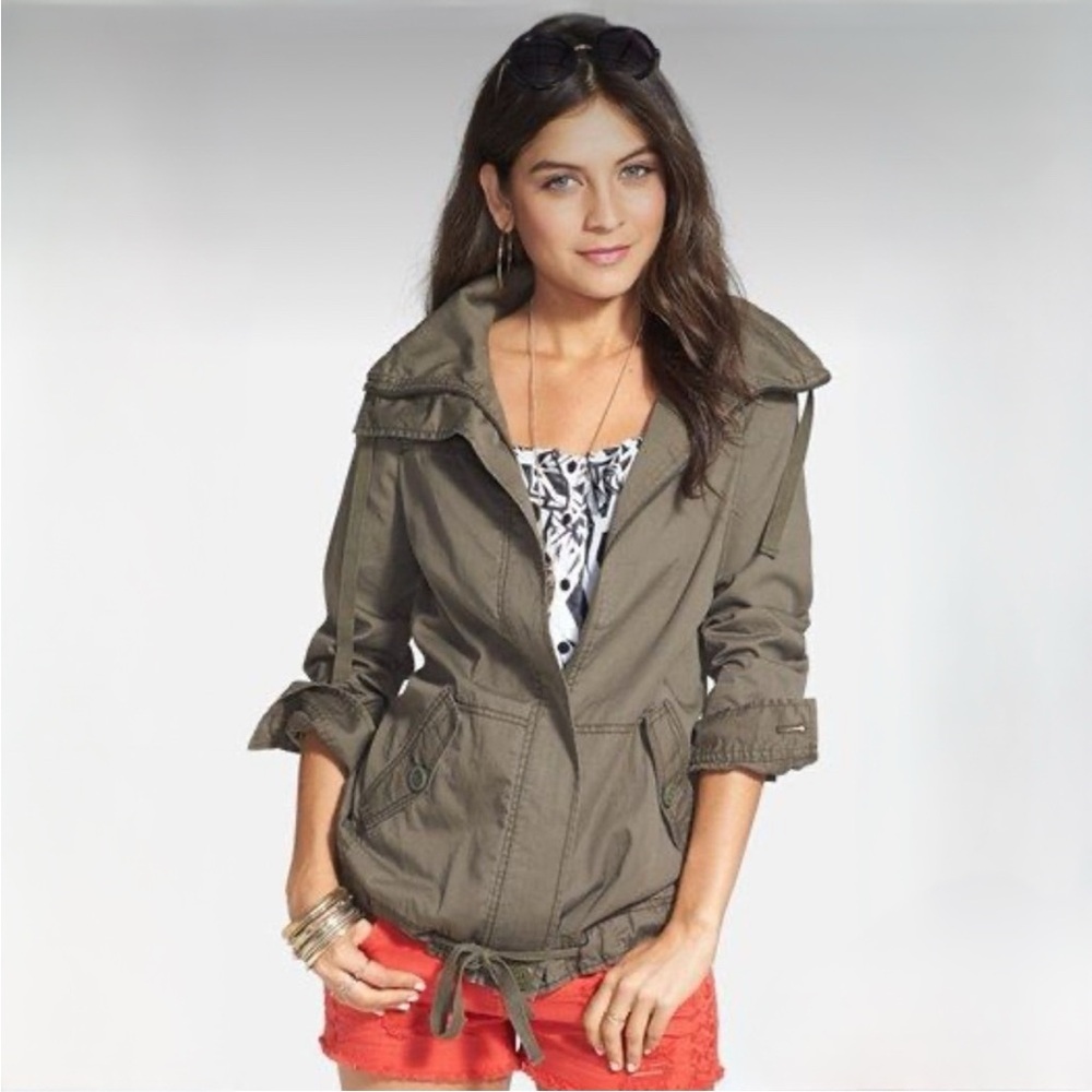 Rubbish Drawstring Olive Twill 100% Cotton Utility Jacket Size M